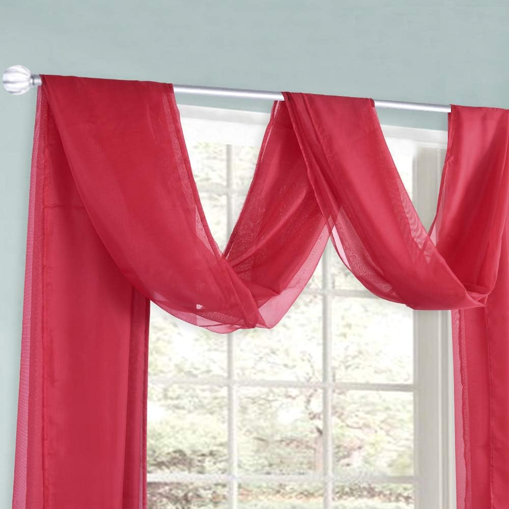 HUTO Light Pink Sheer Window Scarf Valances for Girls Room Sheer Soft Voile Curtain Scarves for Wedding Party 216 Extra Long