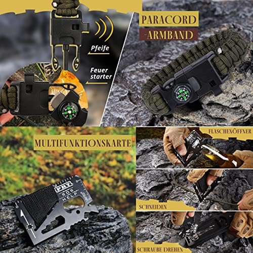 Survival Kit 14 in 1, Gifts for Men Dad Husband, Emergency Survival Gear and Equipment, Anniversary Birthday Gifts for Him Boyfriend, Hunting Fishing Camping Accessories