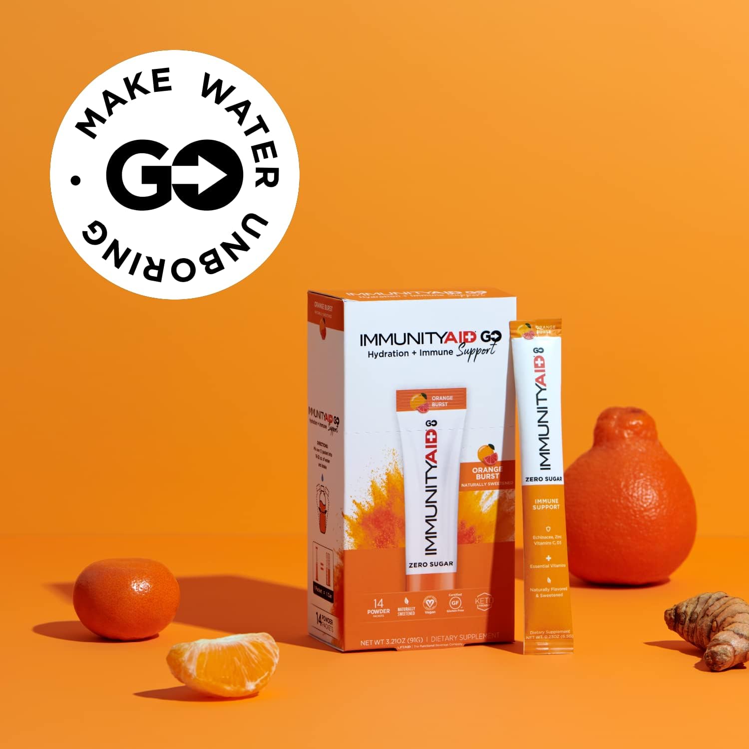 LIFEAID IMMUNITYAID GO Zero Sugar Hydration Packets (14 Packets)