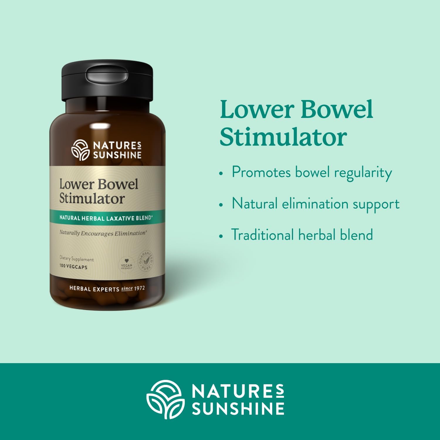 Nature's Sunshine Lower Bowel Stimulator - Helps Relieve Constipation - Cleanse & Detox Your Colon with Natural Herbal Ingredients - 25 Servings - 100 Vegitabs