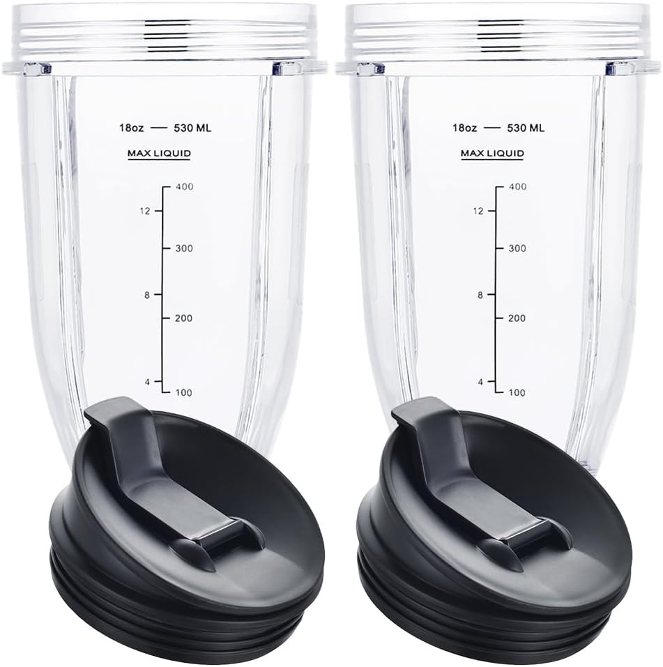 Blender Cups Fit for Ninja, Replacement Parts 16OZ Cups with Lids