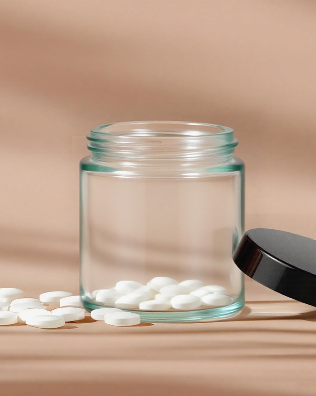 2 oz Glass Jars with Lids, Hoa Kinh 24 Pack Clear Small Cosmetic Glass Jars