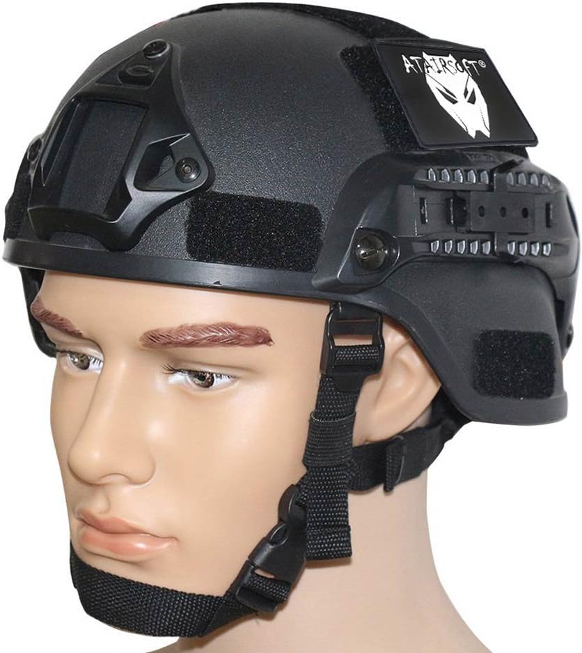 Tactical Airsoft Paintball MICH 2000 Helmet with Side Rail & NVG Mount