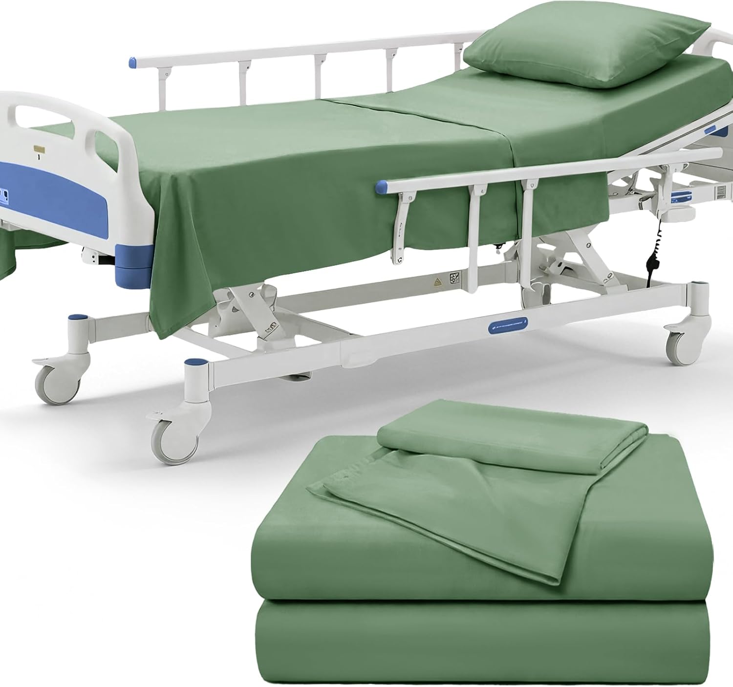 P Pothuiny 6 Piece Hospital Bed Sheet Set, White Brushed Microfiber | Soft Bed Sheets for Home/ Nursing/ Hospital Care Bed , 2 Deep Pocket Fitted Sheet 36"x80"+12", 2 Flat Sheet, 2 Pillowcases