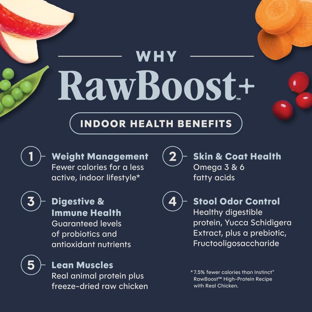 Instinct RawBoost, Dry Cat Food + Freeze Dried, Real Chicken, 10 lb Bag | High-protein kibble with FreshDried raw bites, grain-free, cage-free chicken recipe, minimally processed, complete nutrition