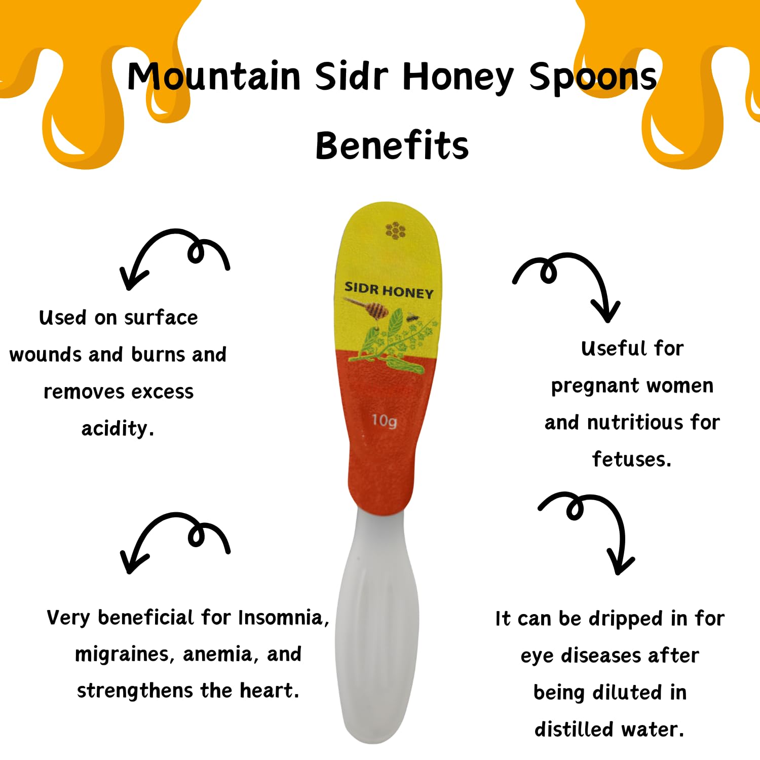 Authentic Mountain Sidr Honey - Jujube Honey, Supports Mental Health, Memory and Cognition, 100% Natural, Raw Liquid Honey, Gluten Free (500g / 17.6oz)