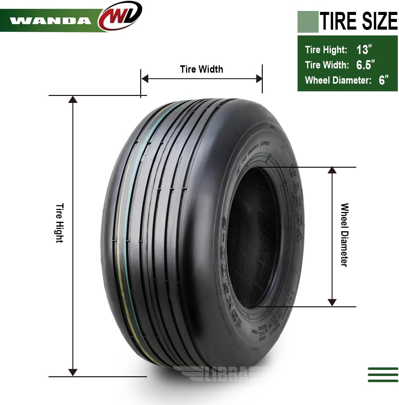 WANDA Set 2 15x6-6 15x6.00-6 Lawn Mower Tractor Turf Tires15x6x6 P332-13016 | Riding Lawn Mover, Garden Tractor