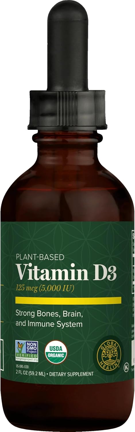 Vitamin D3 5000 IU Liquid Drops, Vegan, Immune & Bone Support (2 Oz)