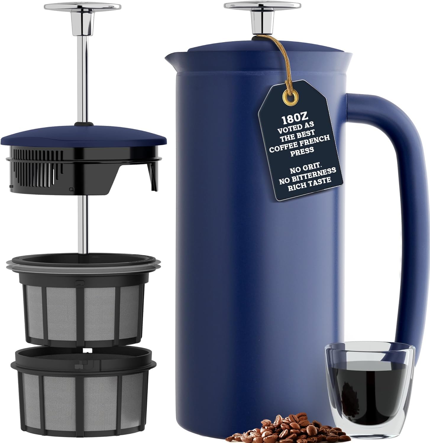 ESPRO P7 French Press, 18oz, Brushed, Stainless Steel Coffee Maker | Double Filter Coffee Press, Grit-Free Coffee, Heat Resistant Insulated tea Press, Easy Hot and Cold Coffee Brewer, Tea Brewer