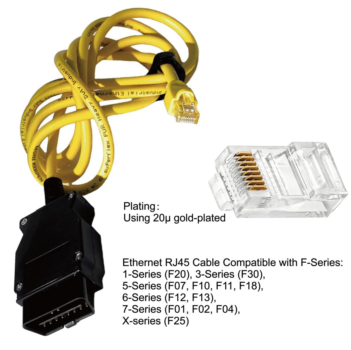 OBD OBD2 16 Pin Connector Diagnostic Adapter Cable Compatible for BMW 20 Pin