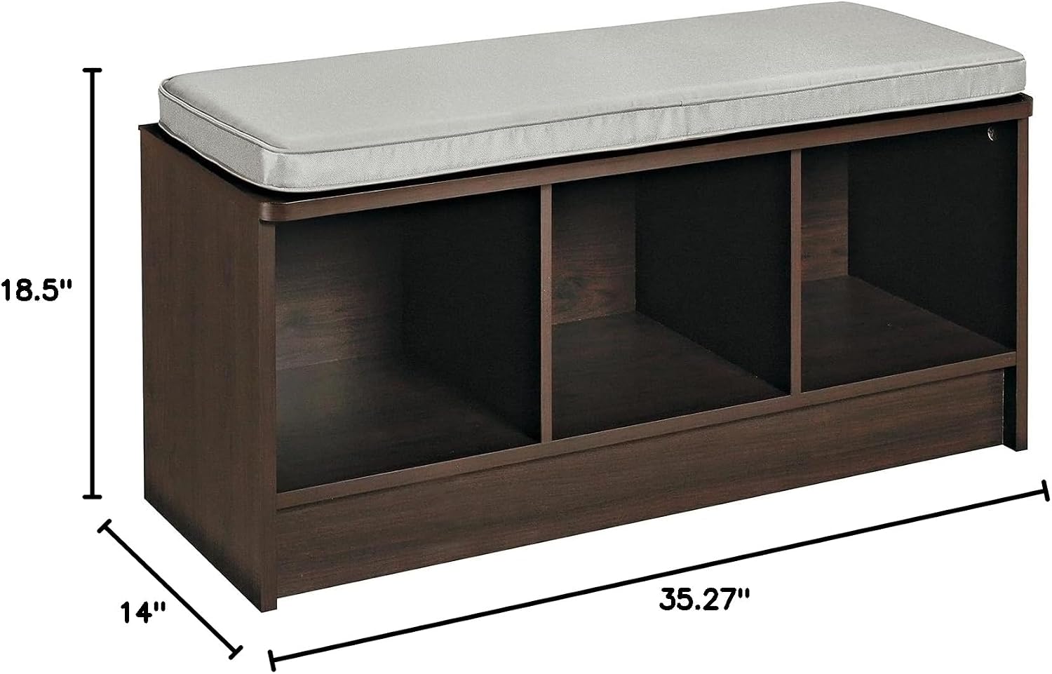 ClosetMaid 3258 Cubeicals 3-Cube Storage Bench, Natural Gray with Gray Cushion