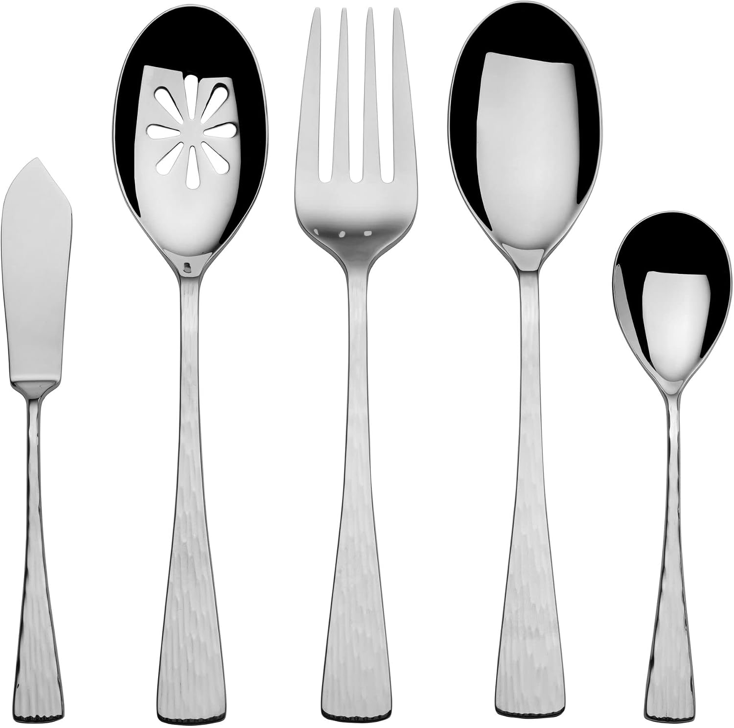 Mikasa Harmony 45-Piece Silverware Set, 18/10 Stainless Steel Cutlery for 8, Includes Forks, Knives, Spoons, and 5-Piece Serving Utensils Set