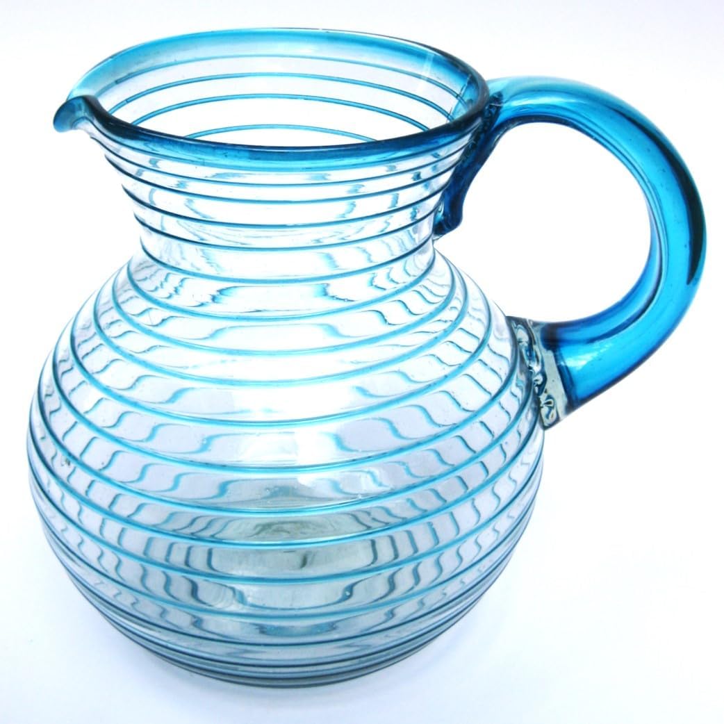 Cobalt Blue Spiral 14 oz Drinking Glasses (set of 6), Recycled Glass, Lead-free, Toxin-Free (Drinking)