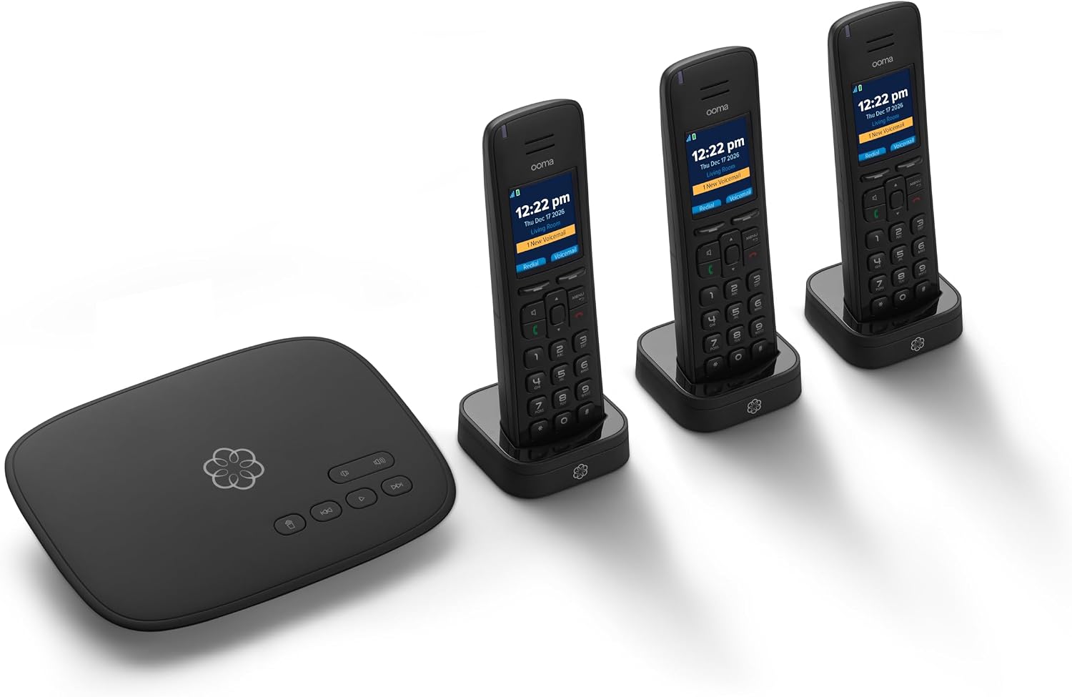 Ooma Telo VoIP with 3 HD3 Handsets Complete Home Phone System for Unlimited Nationwide Calling, Mobile App Access