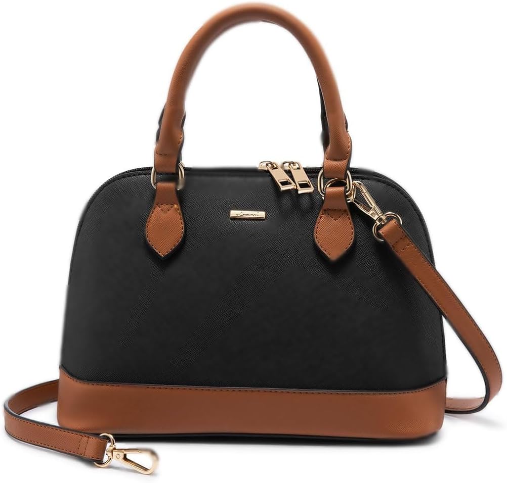 LOVEVOOK Purse for Women, Crossbody Dome Satchel Handbag with Double Zip