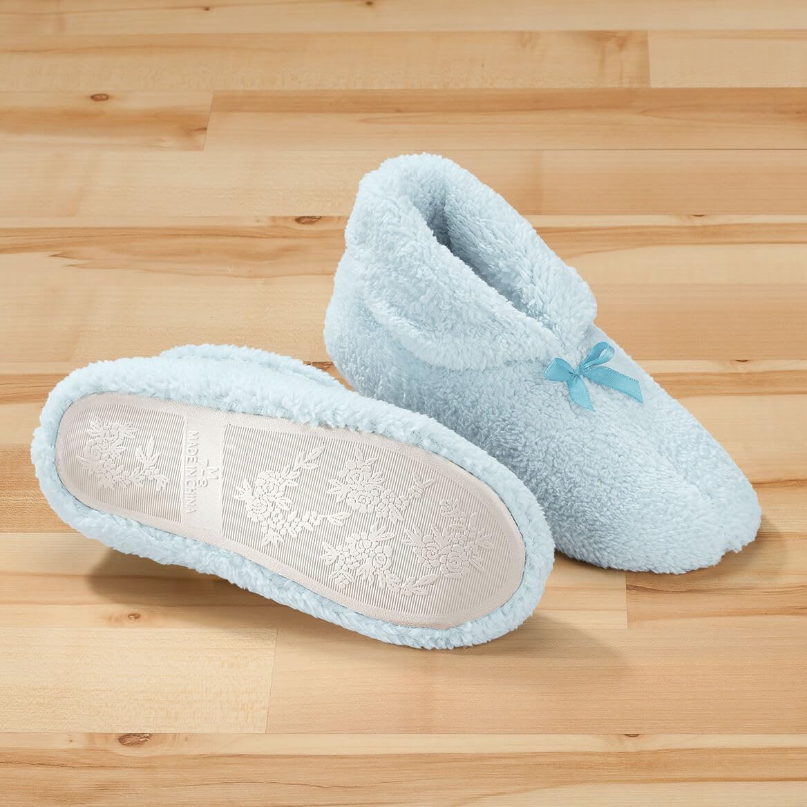 Women's Plush Chenille Slippers, Large, Blue