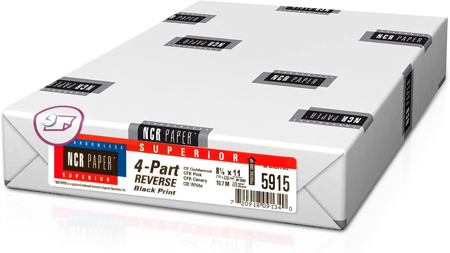 NextDayLabels Carbonless NCR Paper, 2 Part Reverse #5887, 8.5" x 11"