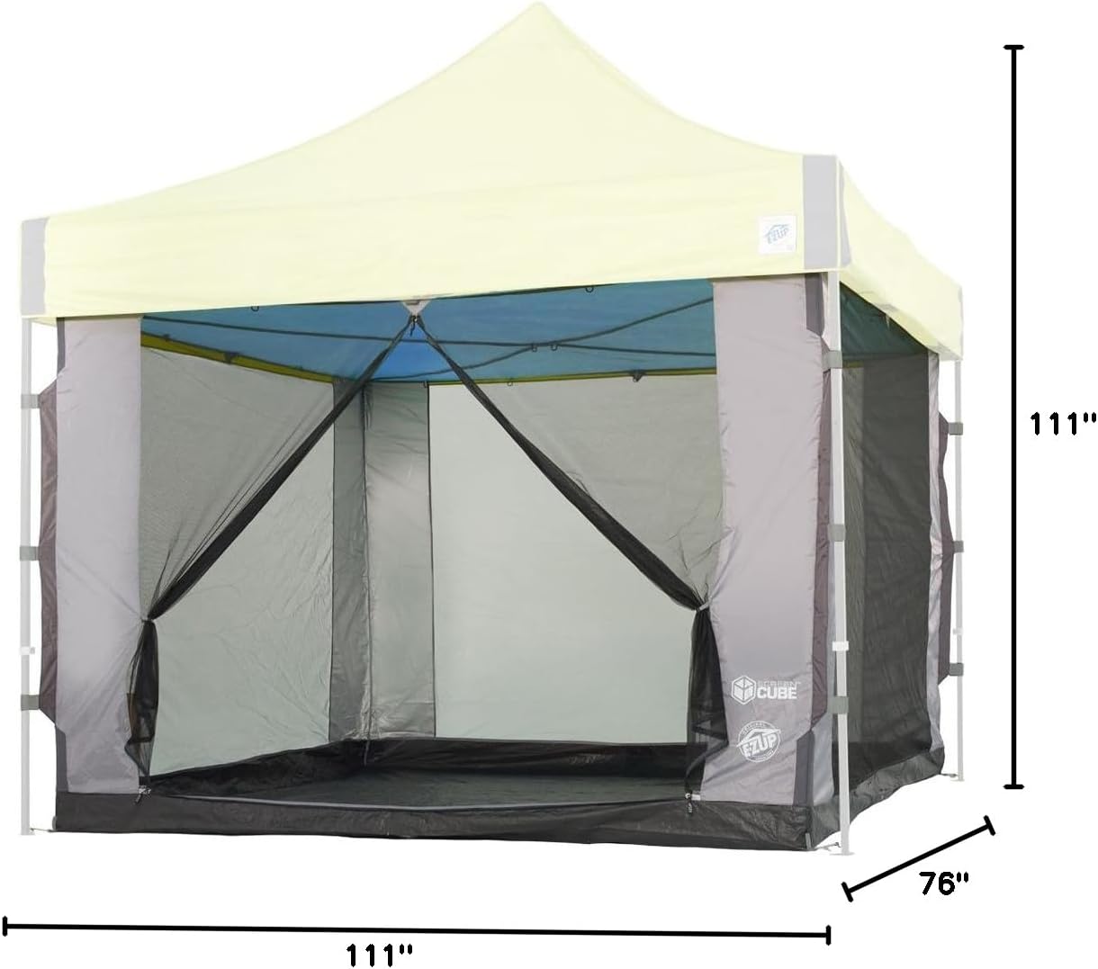 E-Z UP Cube Mesh Canopy Screen Room, Fits 10' x 10' Straight Leg Shelters Eclipse, Enterprise, Pyramid, Vantage Canopies (Shelter NOT Included