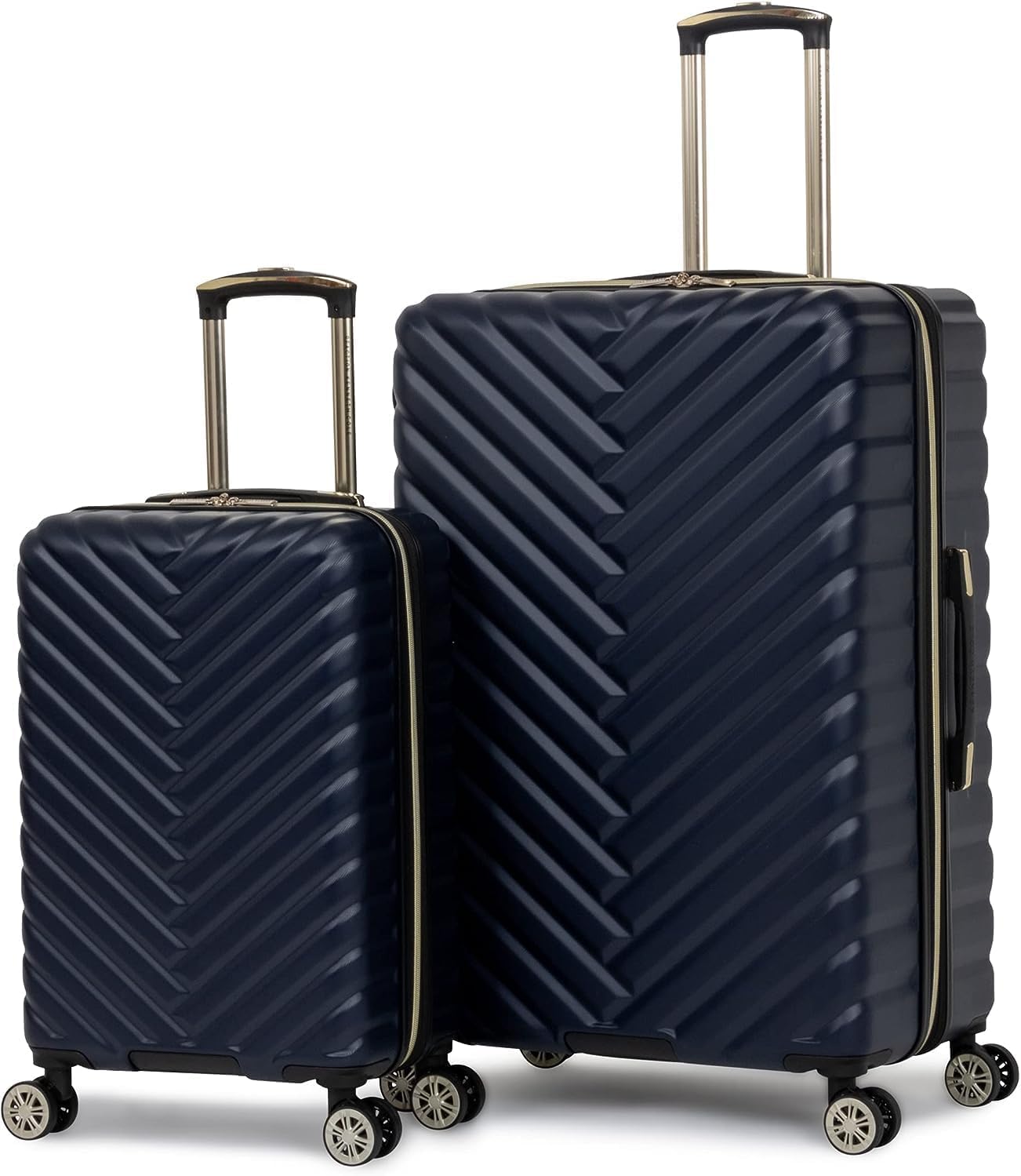 Kenneth Cole REACTION Madison Square Lightweight Hardside Chevron Expandable Spinner Luggage, Black, (28-Inch Checked)