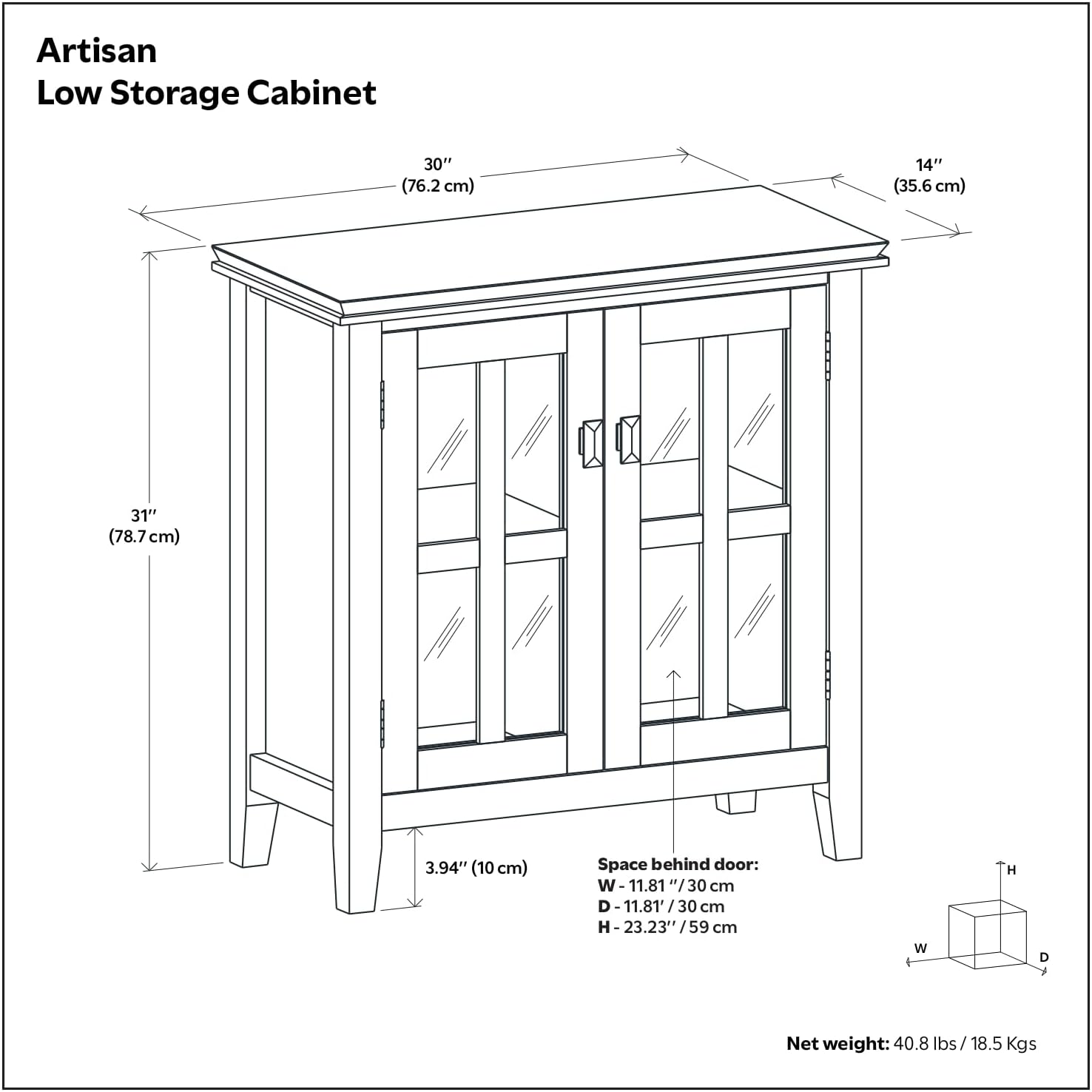 SIMPLIHOME Artisan 30" Wide Solid Wood Cabinet in Russet Brown