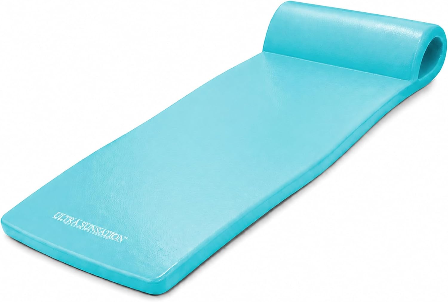 TRC Recreation Ultra Sunsation 2.5” Thick Vinyl Coated Foam Swimming Pool Float Mat Adult Lounger with Built-in Roll Pillow
