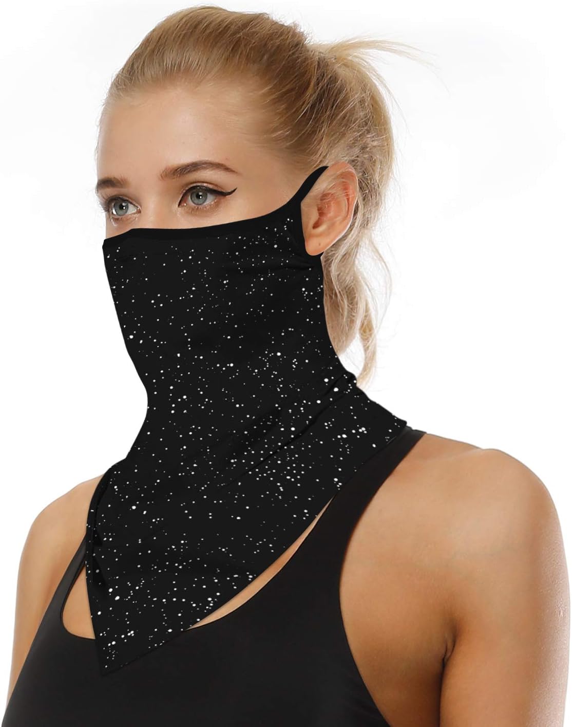YAYOUREL Neck Gaiter Face Mask Bandanas for Men Women UV Face Scarf Cover Ear Loop Hole Facemask for Fishing Running Cycling