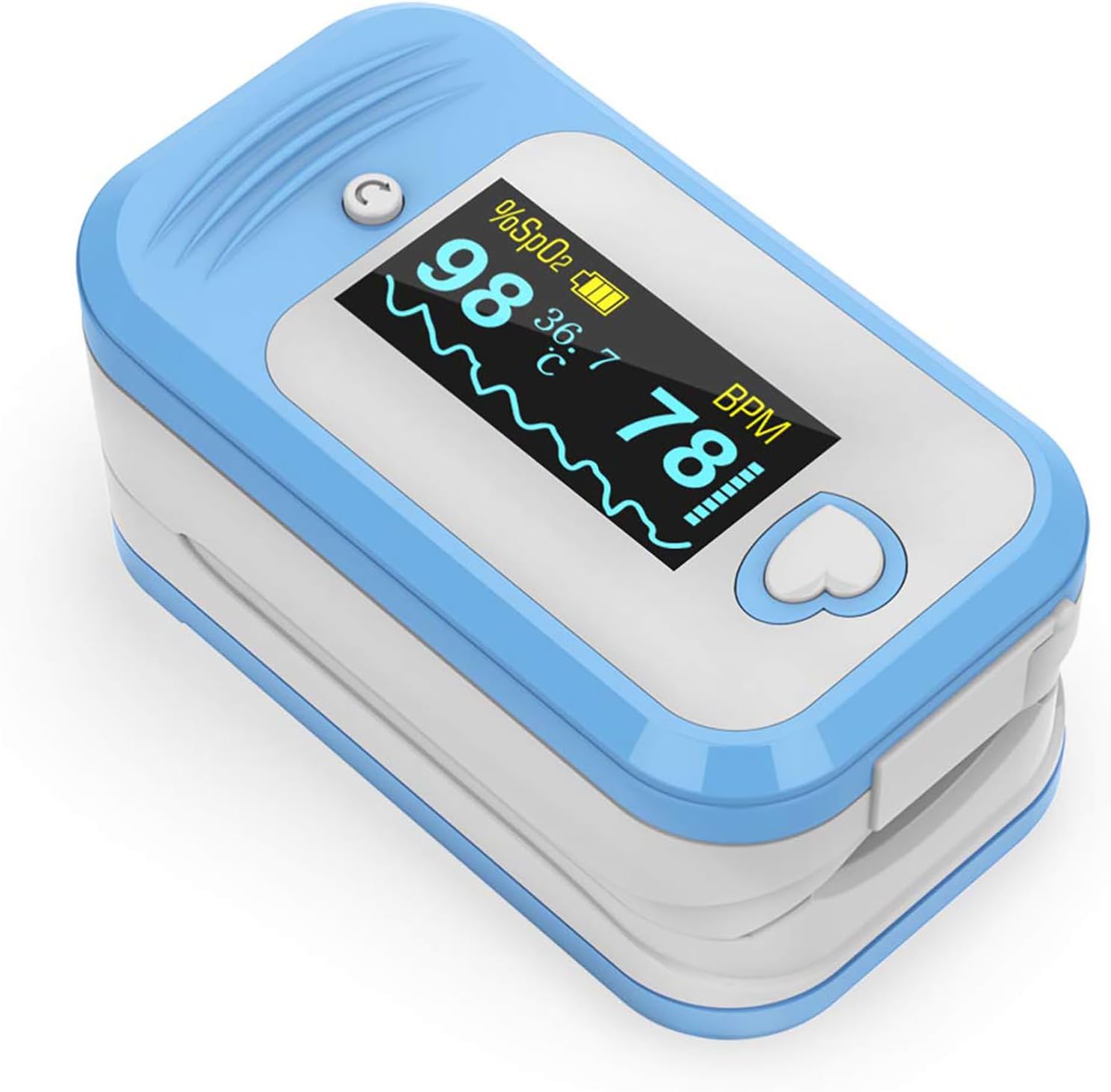 AM801 Pulse Oximeter, Finger Oxygen, Temperature, PR, Pi, PPG | Alarm for Abnormal Reading, High Precision for All Skin Tones