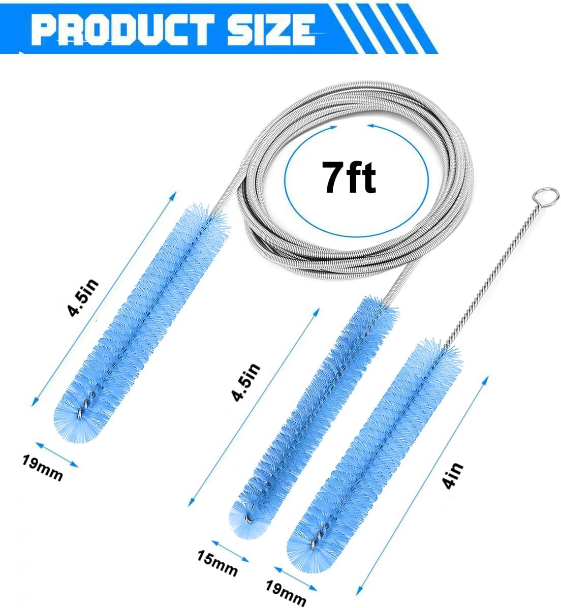 CPAP Hose Brush Durable cpap Tube and Mask Cleaning Brush, 7-Foot CPAP Hose Cleaner for 19mm(Standard 22mm), 15mm Diameter Tubes