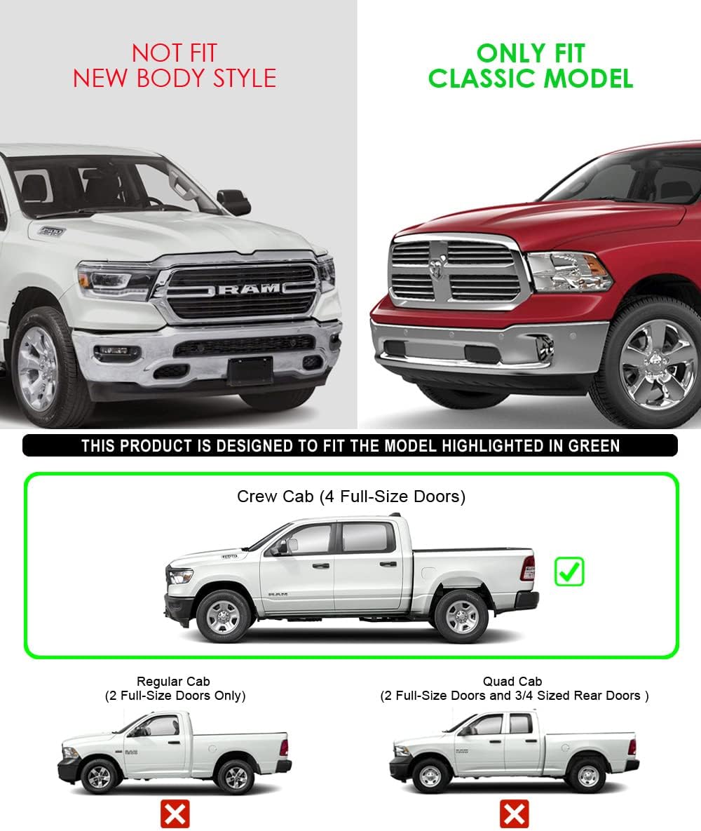APS Drop Steps Running Boards Compatible with Ram 1500 2009-2018 Crew Cab & Ram 2500 3500 2010-2026 | Stainless Steel Side Steps Nerf Bars