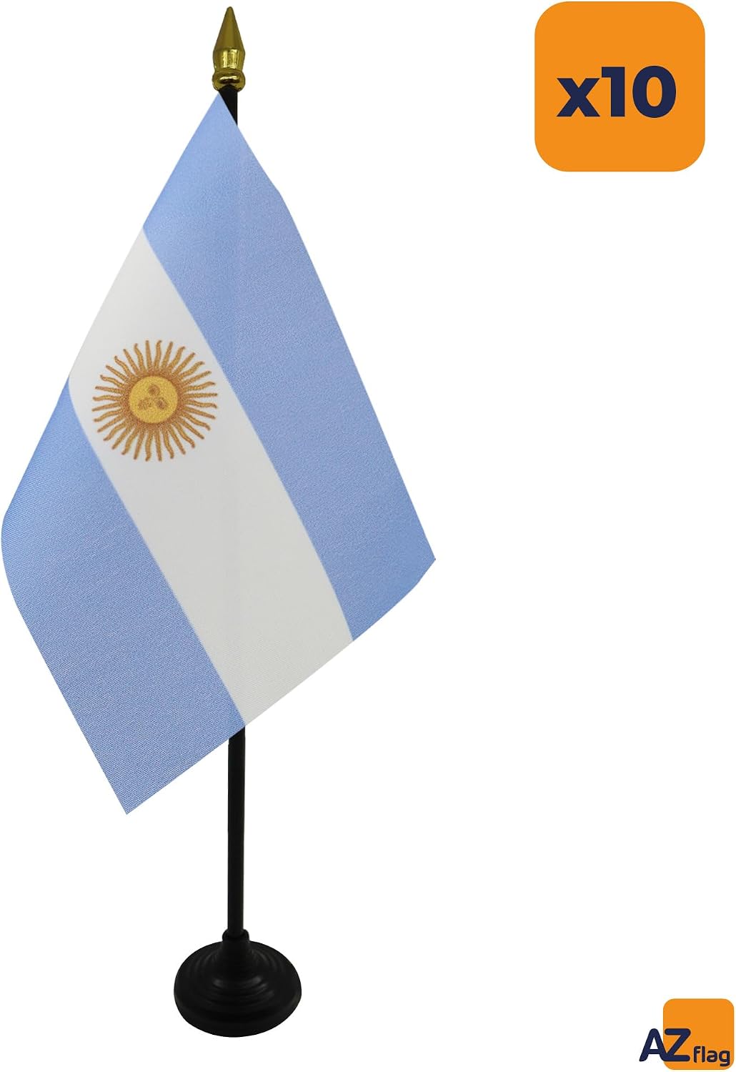 AZ FLAG Nicaragua Table Flag 4x6 in 100D Polyester Plastic Base | Indoor use Nicaraguan 15x10 cm desk flag stitched finish with reinforced edges with plastic pole and gold finial