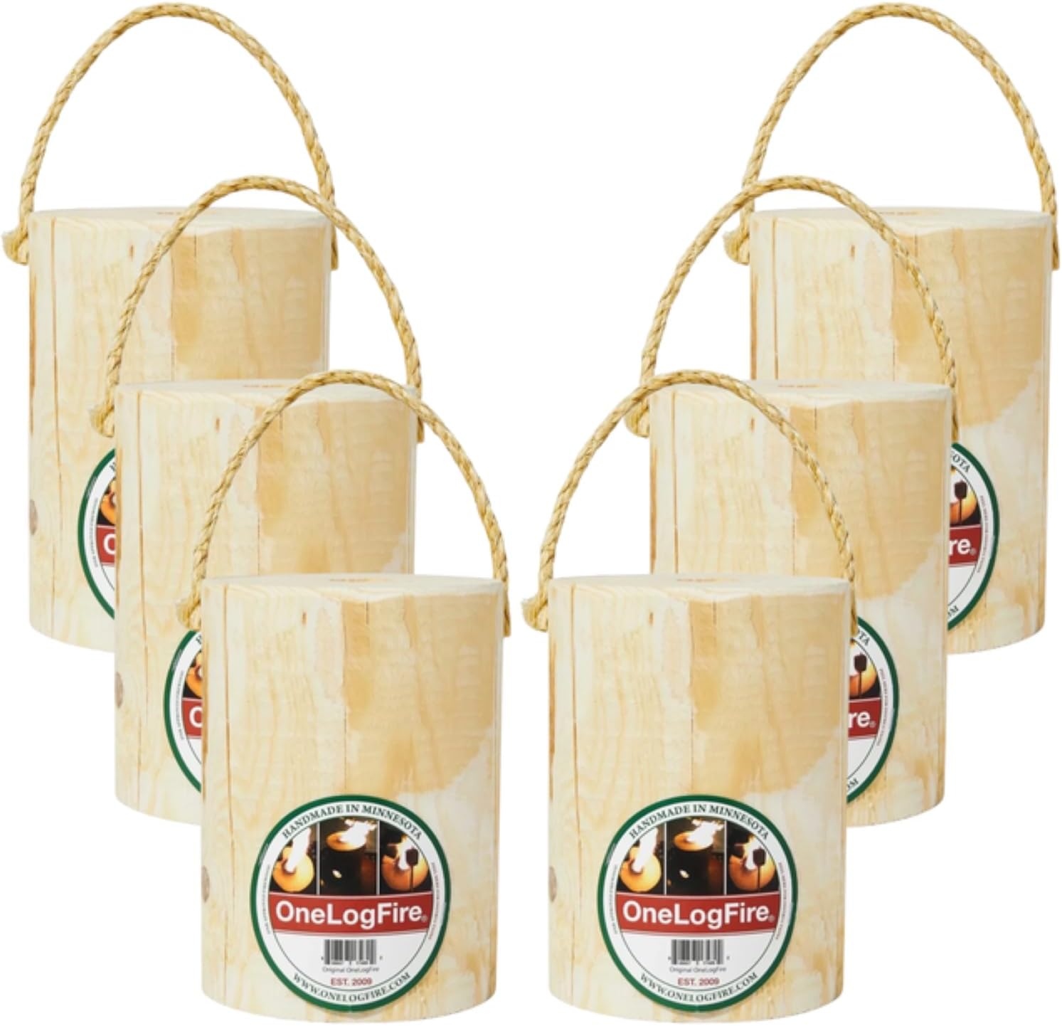 The Original OneLogFire (6) Pack | Swedish Fire Log | Swedish Torch | One Log Campfire | for Outdoor Firepit | Campfire | Bonfires | Fireplace