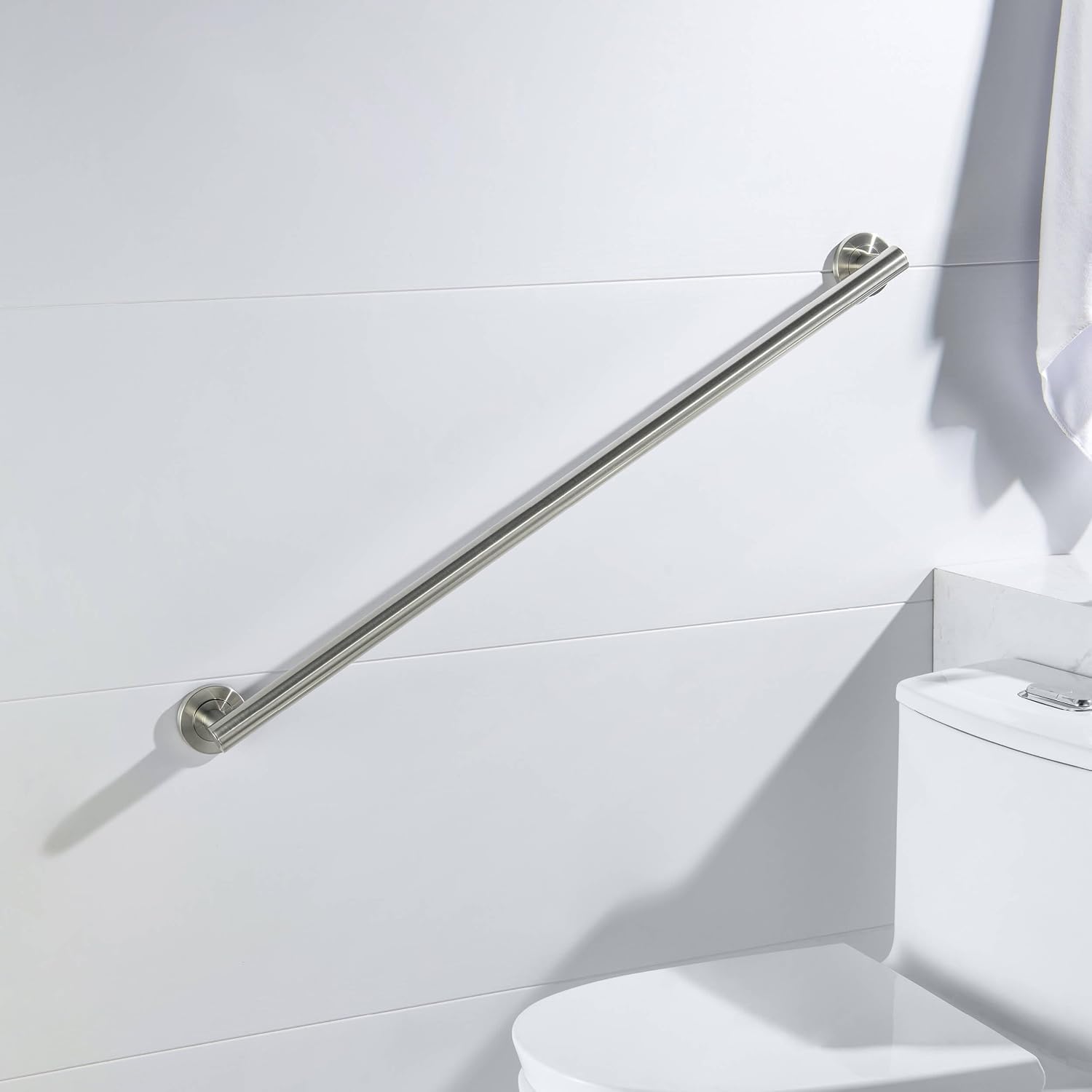 36 Inch Stainless Steel Bathroom Safety Grab Bar | Straight Shaped Grab Bar for Bathtubs and Showers, Shower Safety Grab Bars for Seniors, Wall Mounted Anti-Slip Support (Brushed Nickel, KGB1136)