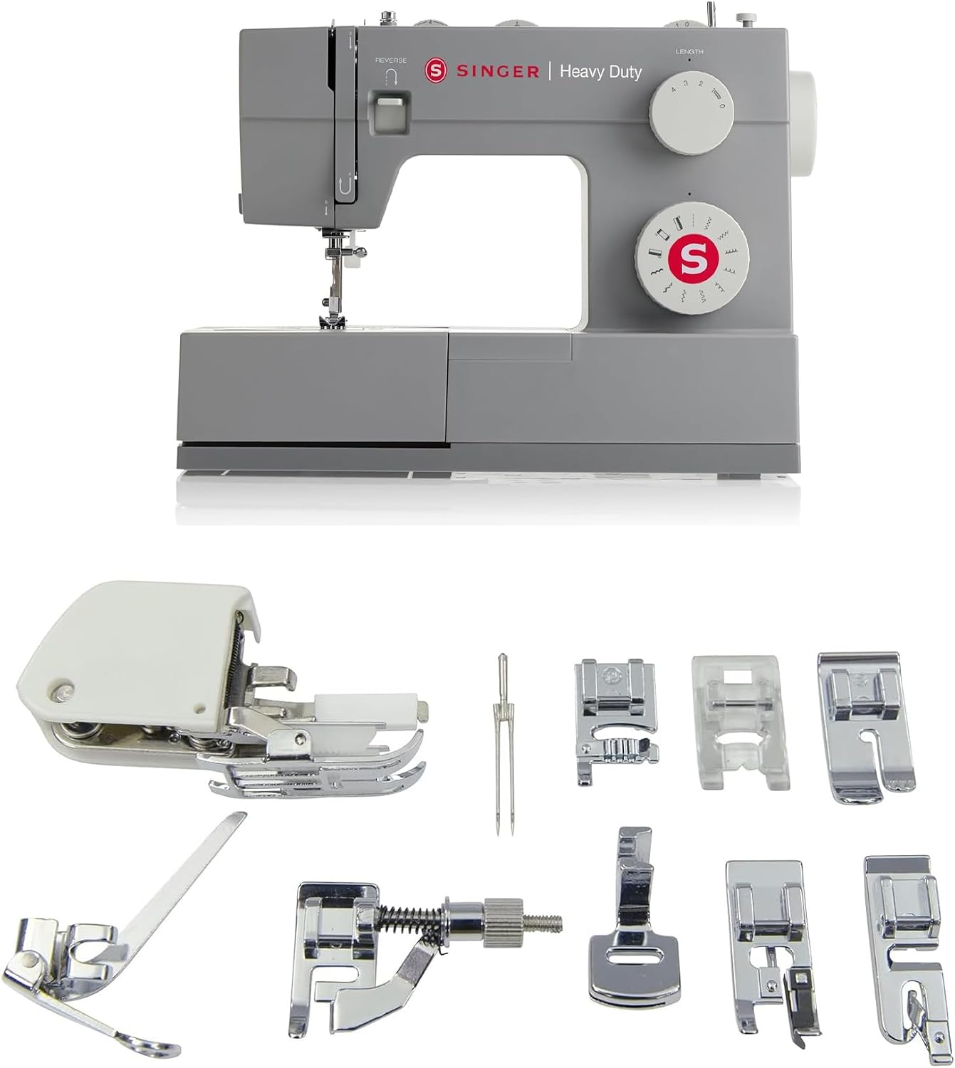 SINGER | Heavy Duty 4411 Sewing Machine with 11 Built-In Stitches, Accessory Kit, Includes 9 Presser Feet, Twin Needles, & Case - Sewing Made Easy