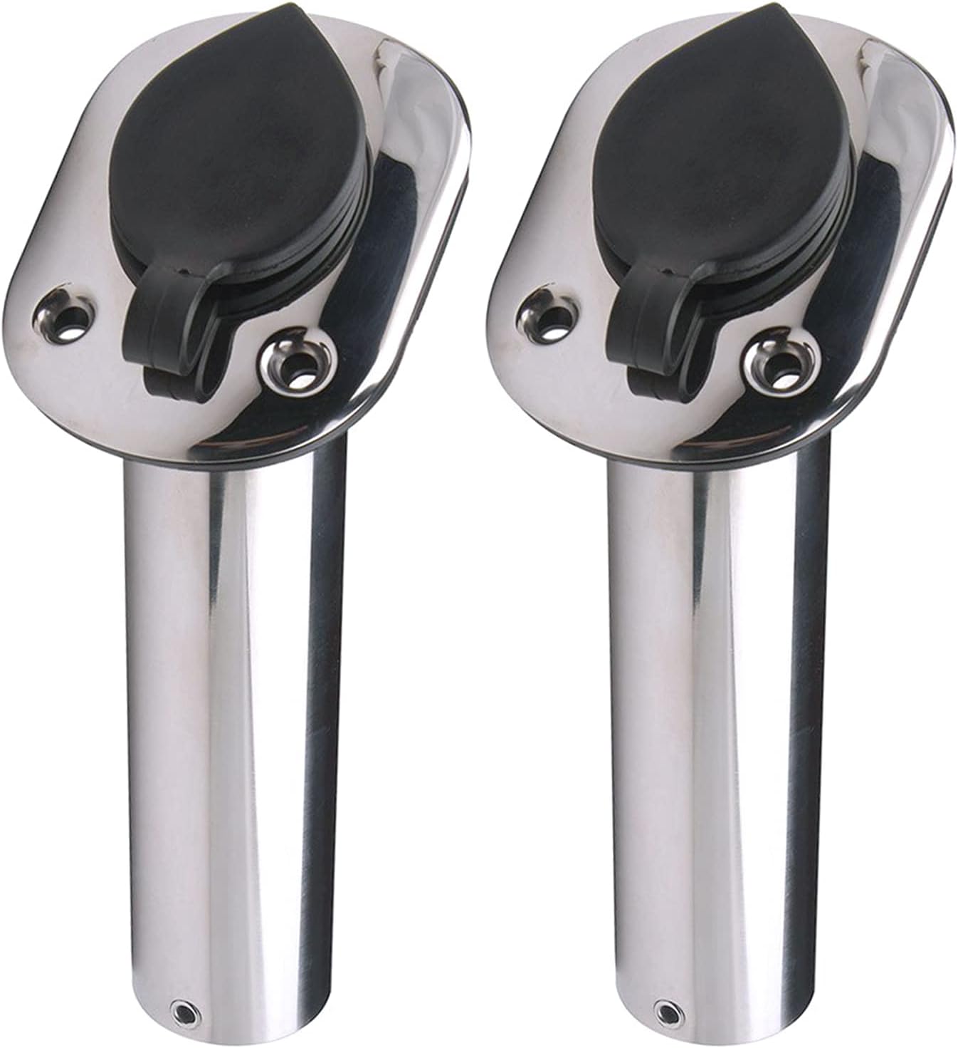 Hoffen 2Pcs Boat Stainless Steel Fishing Rod Holder Flush Mount 15/30/90 Degree with PVC Cap,Inner Tube and Gasket