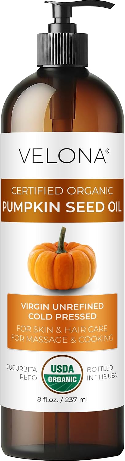 velona USDA Organic Pumpkin Seed Oil - 8 fl oz, Cold Pressed, with Pump