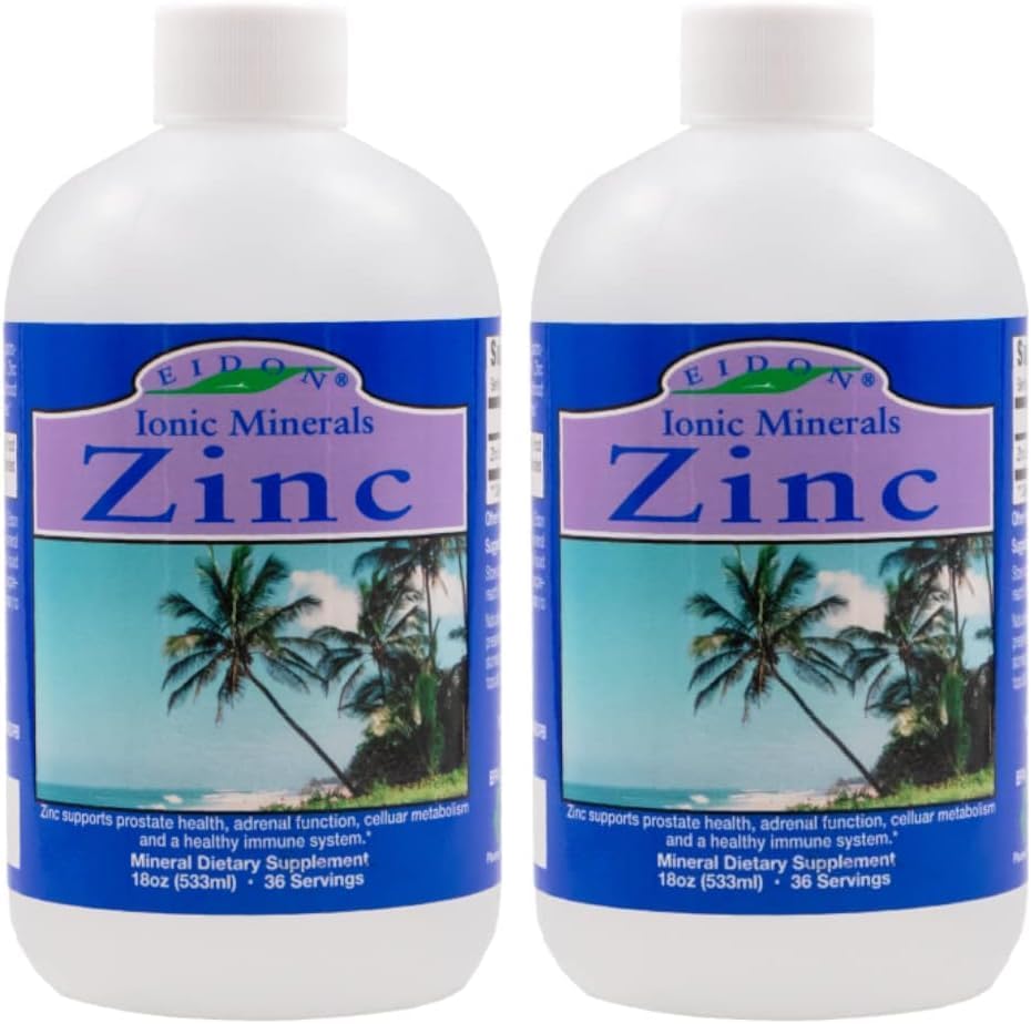 Eidon Ionic Minerals - Liquid Zinc Concentrate, Ionic Zinc Sulfate - 2 oz | Supplement Drops for Men, Women, & Kids, Support Immune System, Hair and Skin, Liver and Kidney Health