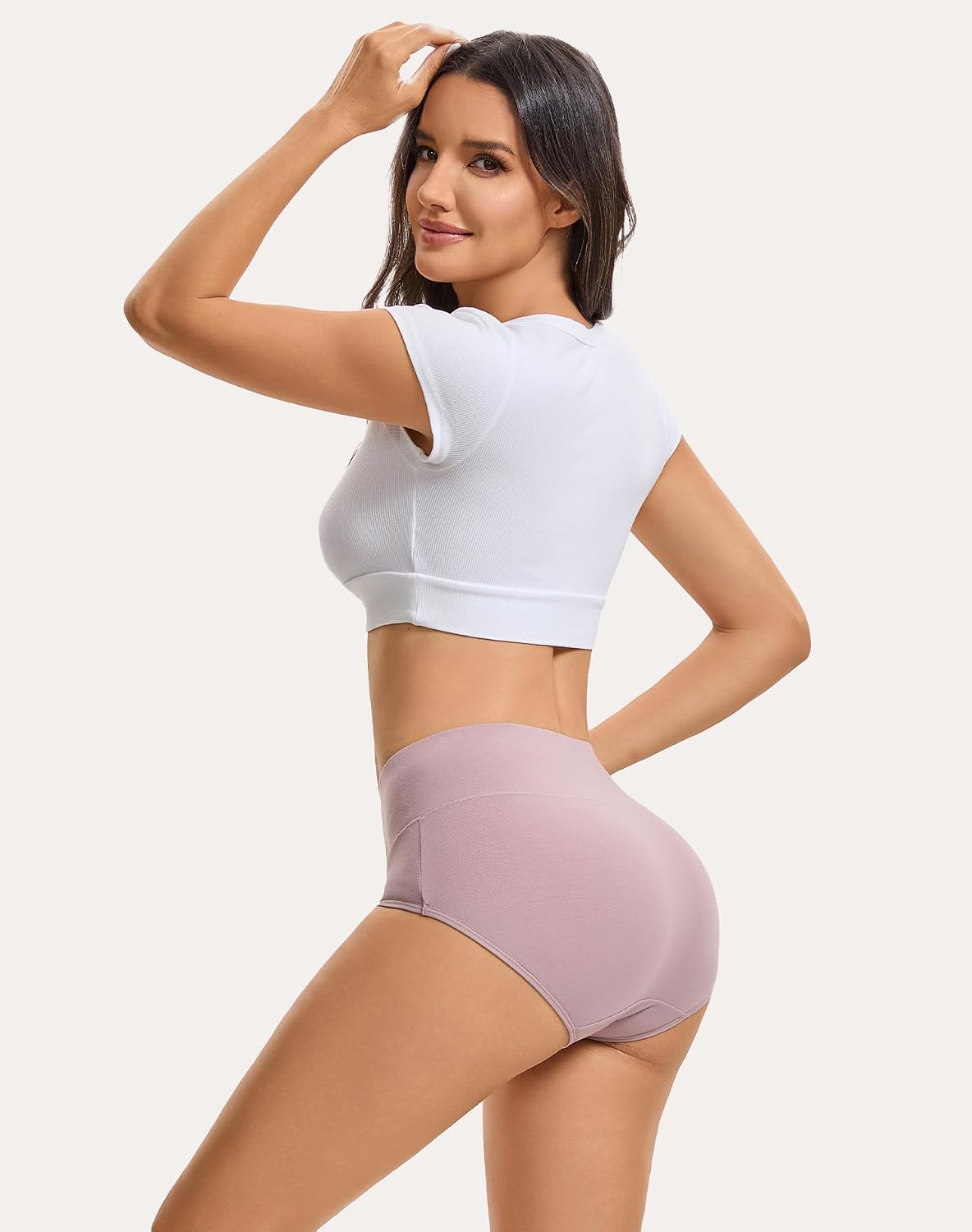 INNERSY Women's High Waisted Underwear Cotton Panties Regular & Plus Size 5-Pack