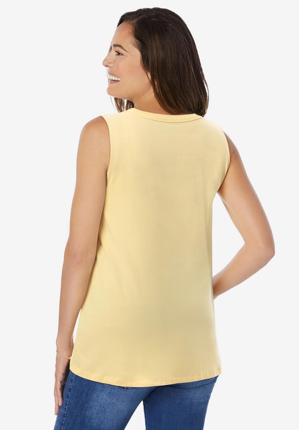 Woman Within Perfect Sleeveless Shirred V-Neck Tunic