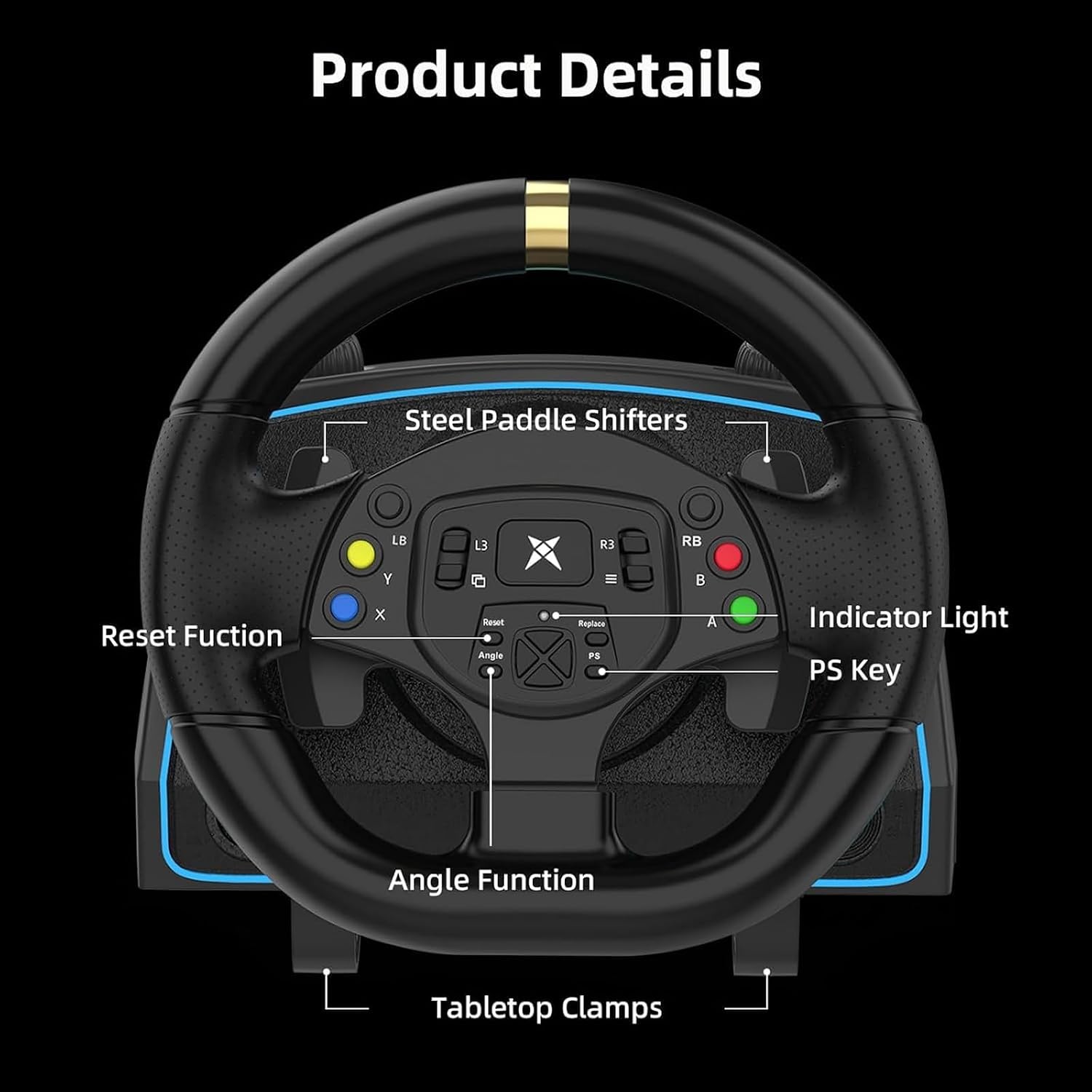 DOYO Gaming Steering Wheel with Pedals for PC, Xbox One, Xbox Series X