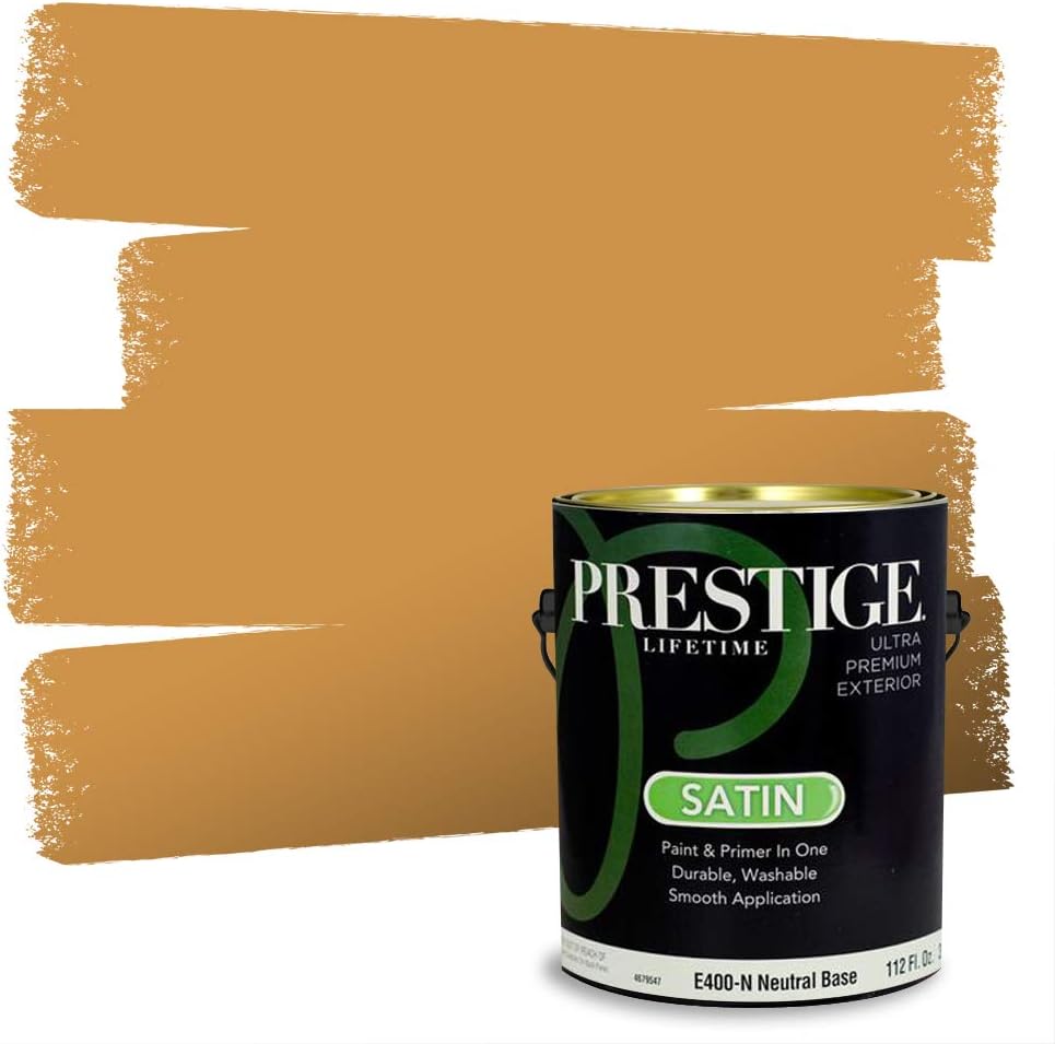 PRESTIGE Paints Exterior Paint and Primer In One, 1-Gallon, Satin, Comparable Match of Sherwin Williams* Cachet Cream*