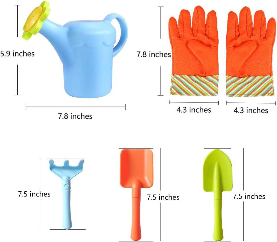 Kids Garden Tools Set with Sun Hat,Gloves,Apron,Storage Bag,Watering can,2pcs of Pots and 3pcs of Tools for Realing Gardening or Sand Outdoor Play