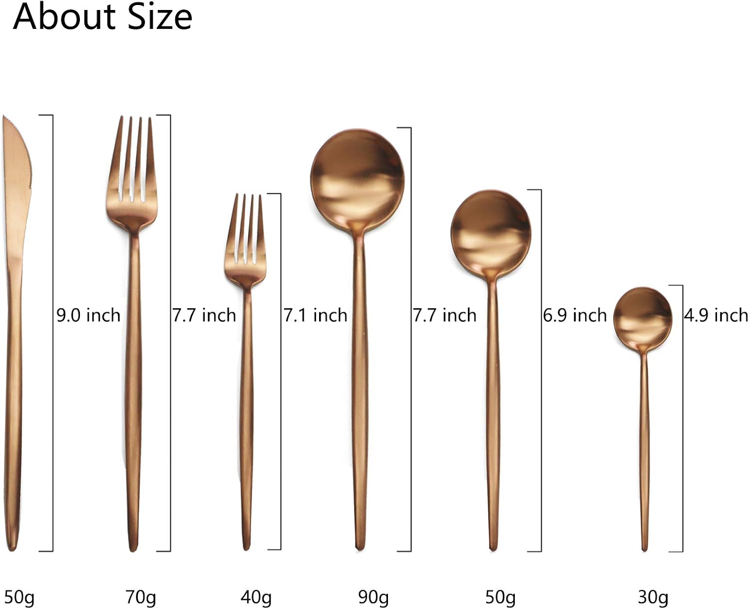 JASHII Luxury 18/10 Rainbow Flatware Set - 304 Stainless Steel Colorful Cutlery - 5-Piece Adaline Royal Modern Satin Finish for Birthday