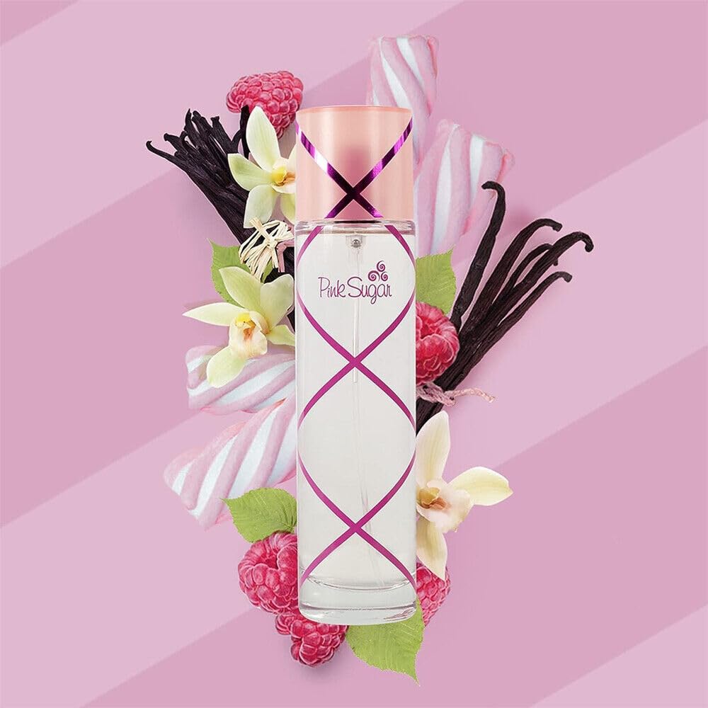 Pink Sugar Eau de Toilette Perfume for Women, Floral + Fruity Scent, Notes of Raspberry, Cotton Candy, and Vanilla, Sweet and Sensual Fragrance