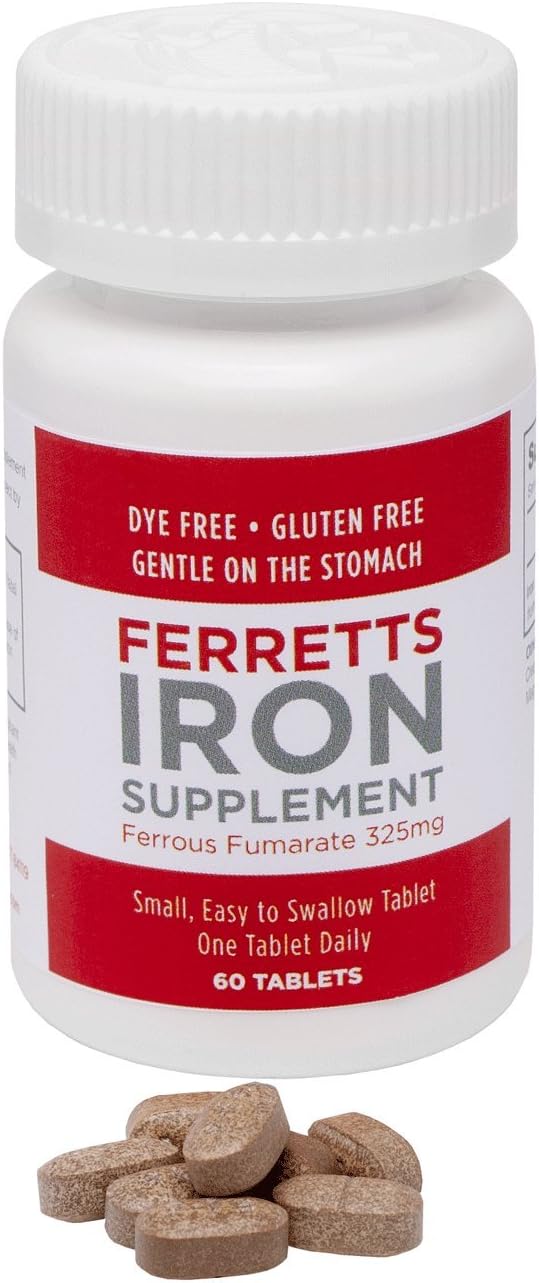 Iron Tablets 106mg (325mg Ferrous Fumarate) - 60 Day Supply of High Potency Iron Supplements for Women & Men