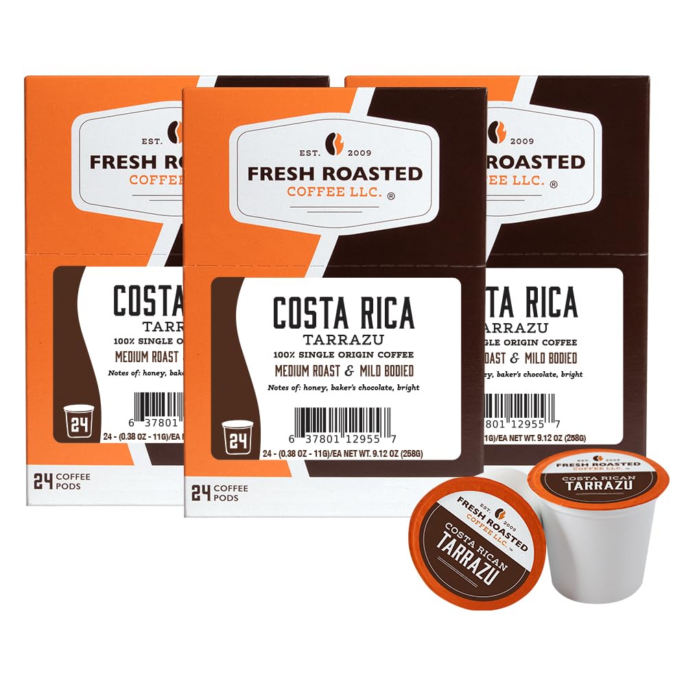 Fresh Roasted Coffee, Organic Colombian K-Cup Pods for Keurig Brewers, Medium Roast, USDA Organic, Kosher, 24 Count (Pack of 3)