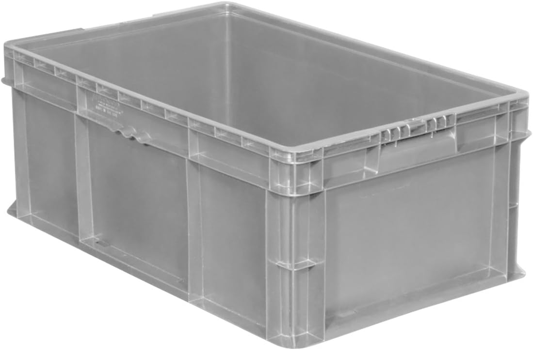 Buckhorn SW3215080201000 Plastic Straight Wall Storage Container Tote, (32-Inch x 15-Inch x 7-1/2-Inch), light grey