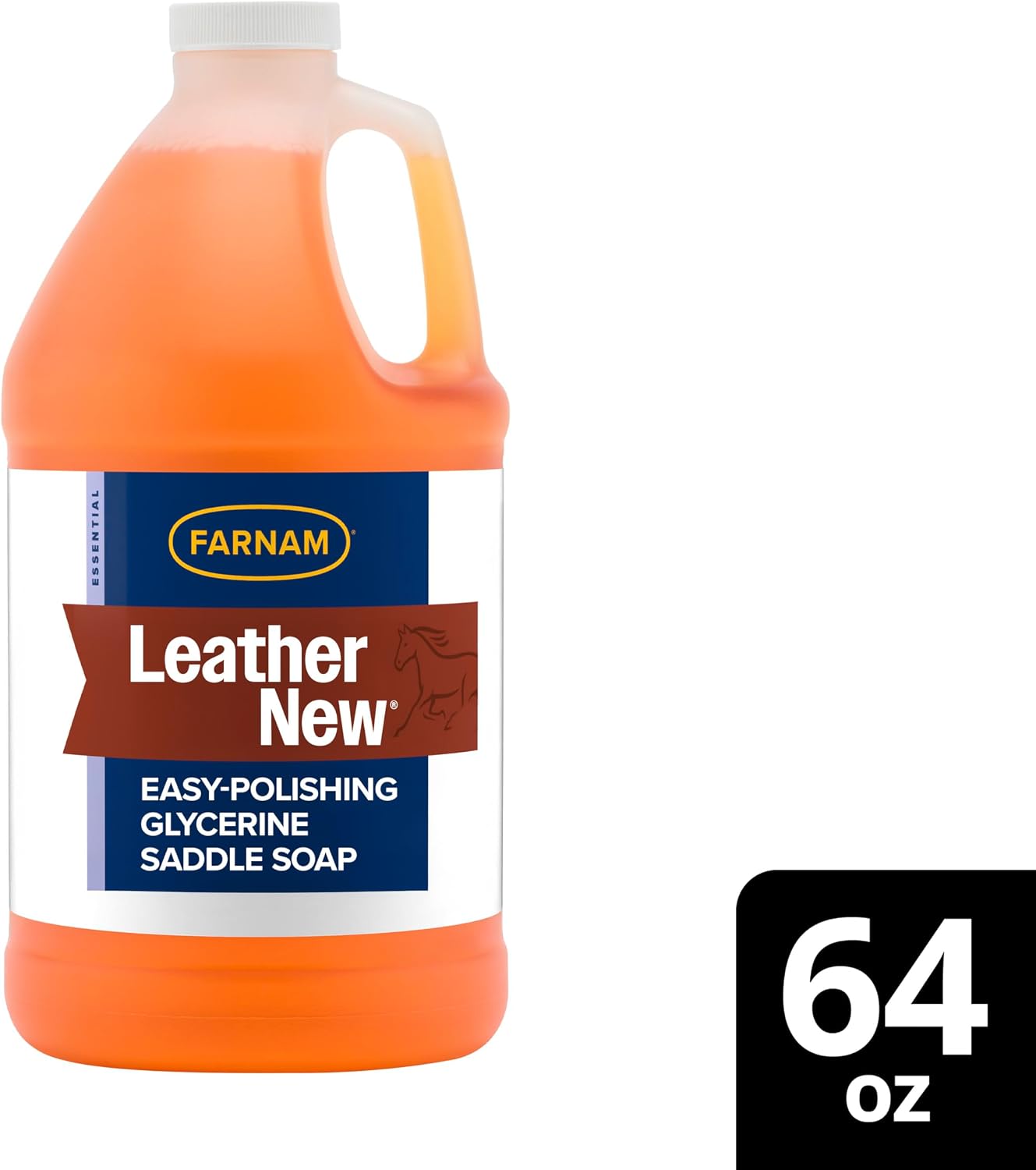 Farnam Leather New Easy-Polishing Glycerine Saddle & Leather Cleaner, 64 oz | Conditions Saddles and Leather Tack, Moisturizing