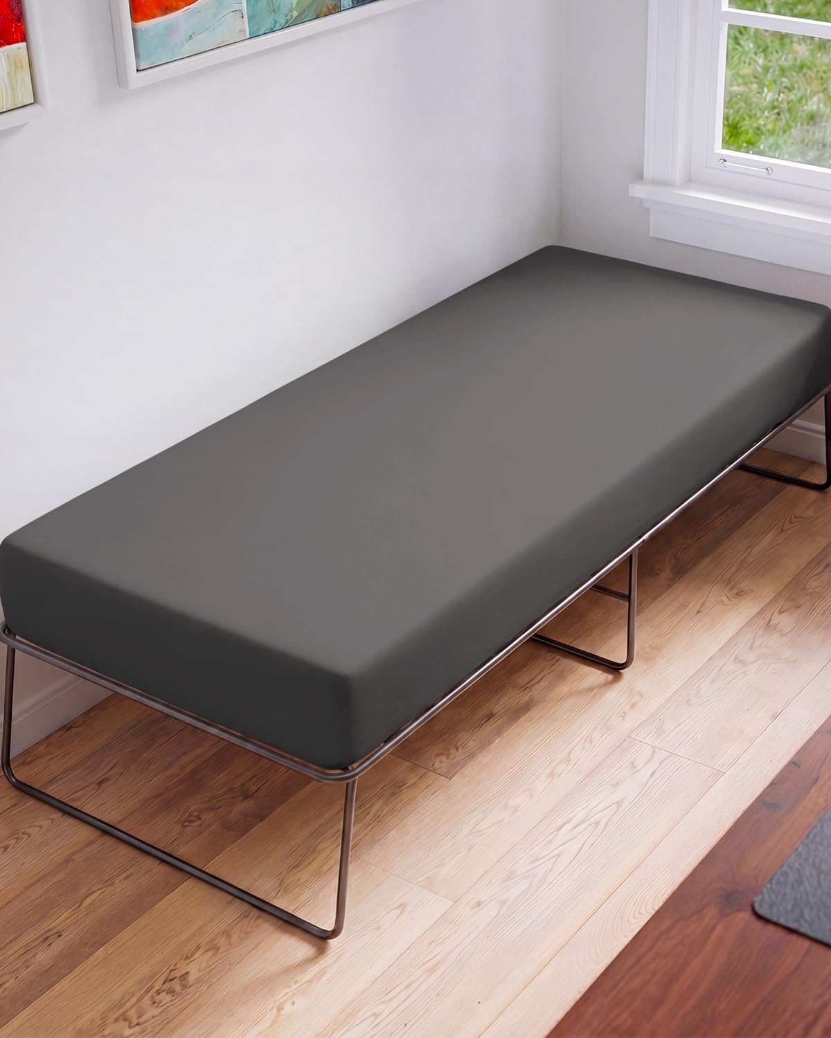 Fitted Hospital Bed Sheet - Hospital Bed Sheets for Home Use - Dark Grey | Ultra-Soft Brushed Microfiber Bedding with 16 Inch Deep Pockets, Extra Long 36 x 84 Fit, Breathable, Cooling and Wrinkle Free
