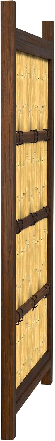 Red Lantern 4 x 1.5 ft. Japanese Bamboo Kumo Fence Panel, 4ft. x 2ft, Brown