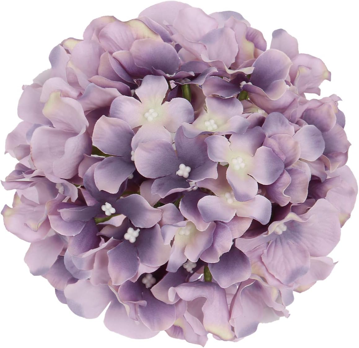 Silk Hydrangea Heads Artificial Flowers Heads with Stems for Home Wedding Decor,Pack of 10 (White)